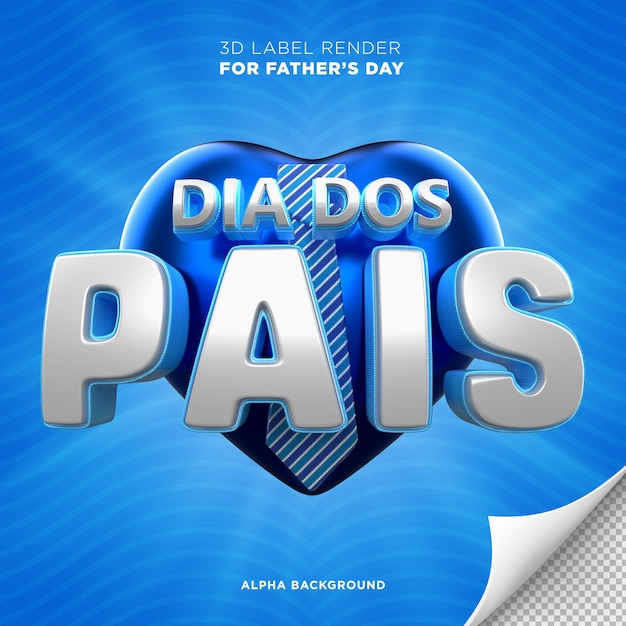 PSD bandera del día del padre en brasil 3d render diseño corazón