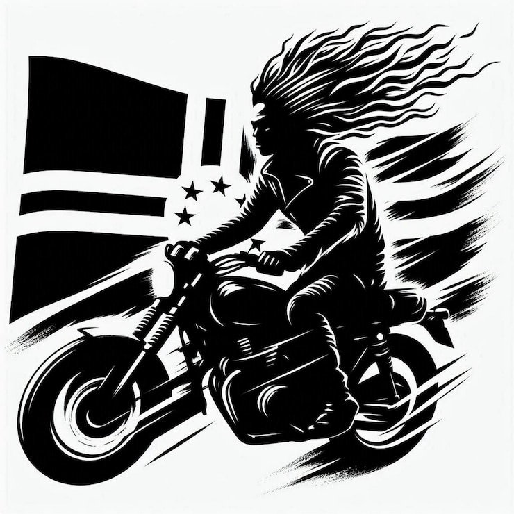 PSD bandera de dominica bandera de arte de pincel y arte de grabado jinete de superhombre en una motocicleta delantera