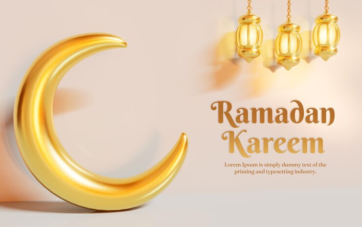 Bandera dorada del festival islámico ramadan kareem con ilustración 3d