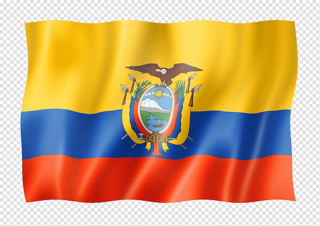 Bandera ecuatoriana aislado en blanco