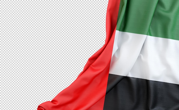 Bandera de los emiratos árabes unidos con espacio vacío a la izquierda renderización 3d aislada