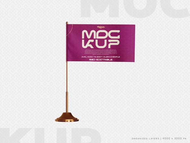 Bandera de escritorio Psd Modelo de maqueta editable ángulo 2