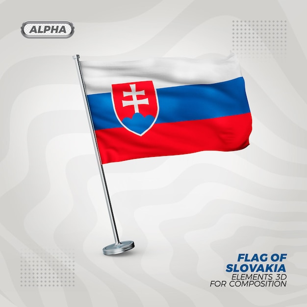 Bandera de eslovaquia realista con textura 3d para composición