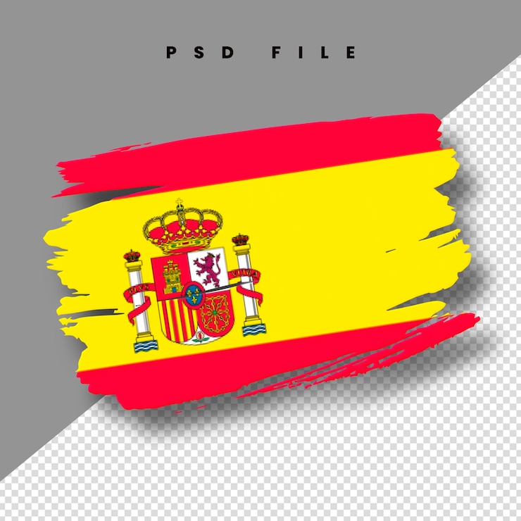 PSD bandera de españa en forma de pincelada con fondo transparente