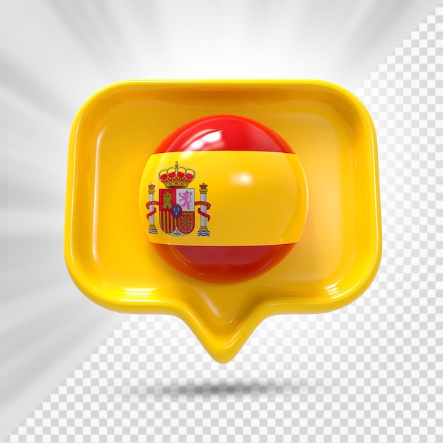 PSD bandera de españa en icono 3d