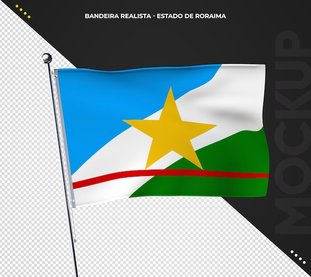 La bandera del estado brasileño 3d realista Roraima Brasil.