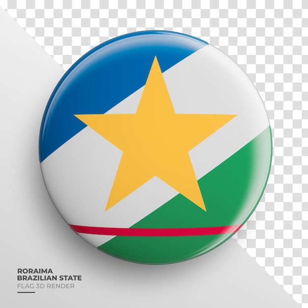 Bandera del estado brasileño de Roraima en fondo transparente de formato inferior de renderizado 3d