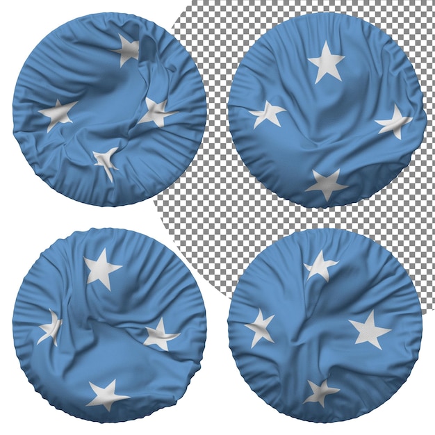 PSD bandera de los estados federados de micronesia forma redonda aislada estilo diferente textura de relieve representación 3d