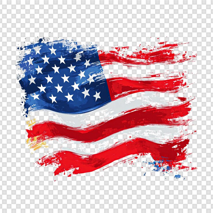 PSD bandera de los estados unidos con efecto de pincel aislado en fondo transparente