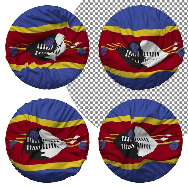 PSD bandera de eswatini forma redonda aislada diferentes estilos de ondulación textura de protuberancia representación 3d