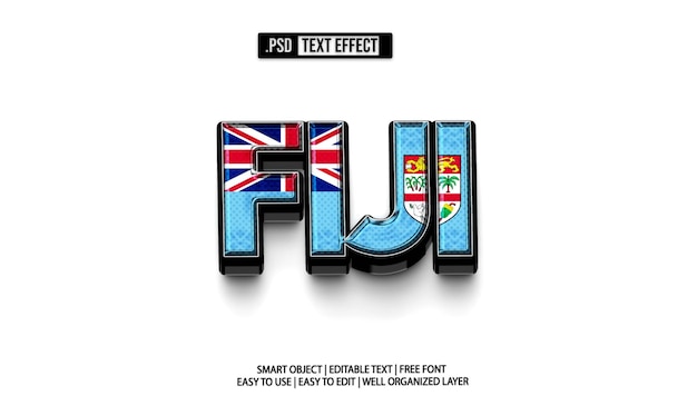 Bandera de Fiji Efecto de texto editable plantilla PSD