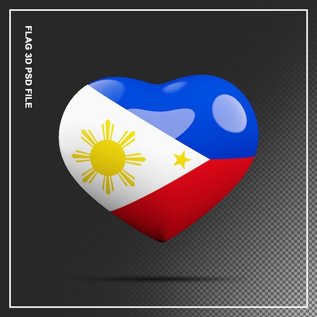 PSD bandera de filipinas forma amor elemento 3d