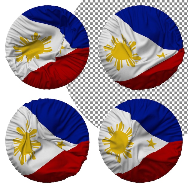 Bandera De Filipinas Forma Redonda Aislada Diferentes Estilos De Ondulación Textura De Protuberancia Representación 3D