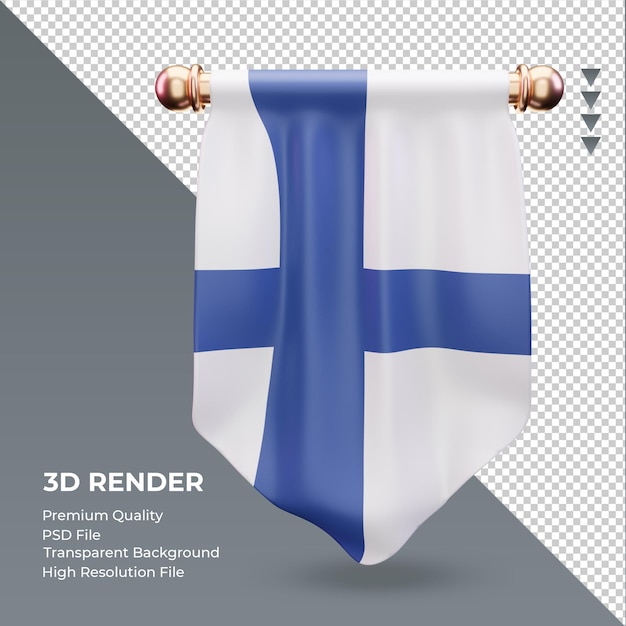 PSD bandera de finlandia banderín 3d renderizado vista frontal