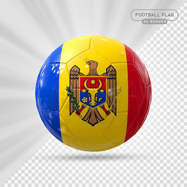 Bandera de fútbol 3D Render de Moldavia