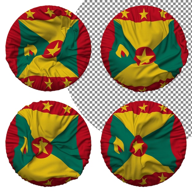 Bandera De Granada Forma Redonda Aislada Diferentes Estilos De Ondulación Textura De Protuberancia Representación 3D