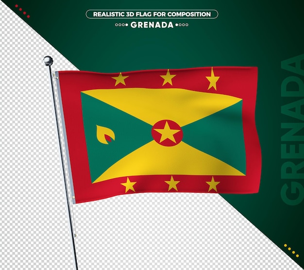 PSD bandera de granada con textura realista