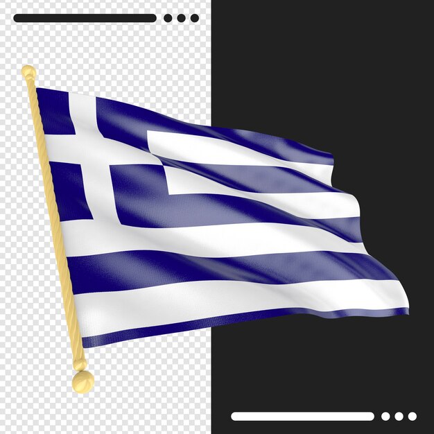 Bandera de grecia en representación 3d aislada