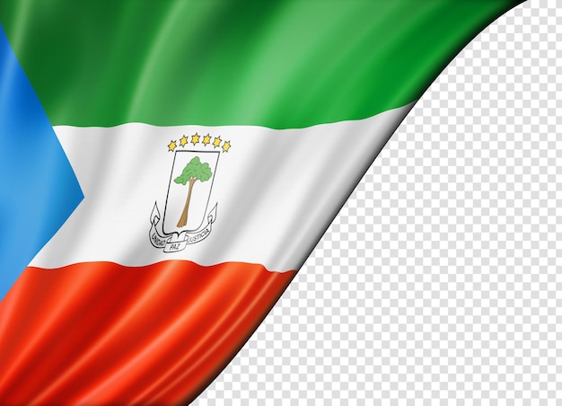Bandera de Guinea Ecuatorial aislada en blanco Banner panorámico horizontal