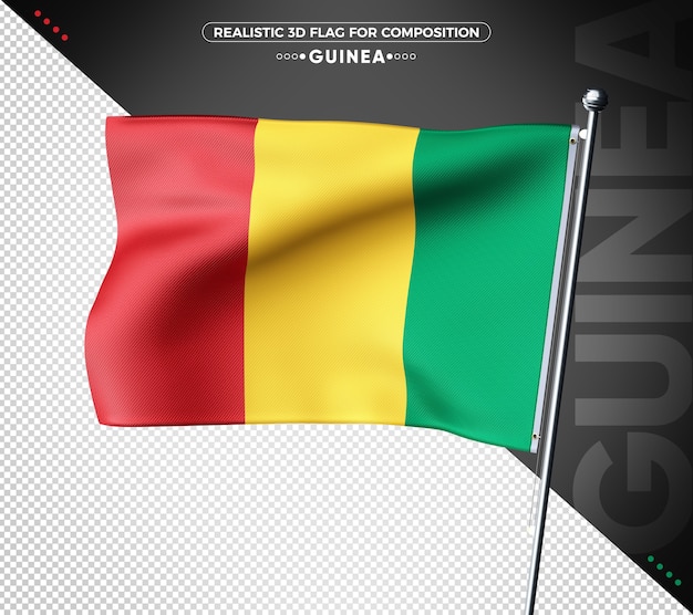 Bandera de guinea con textura 3d para composición