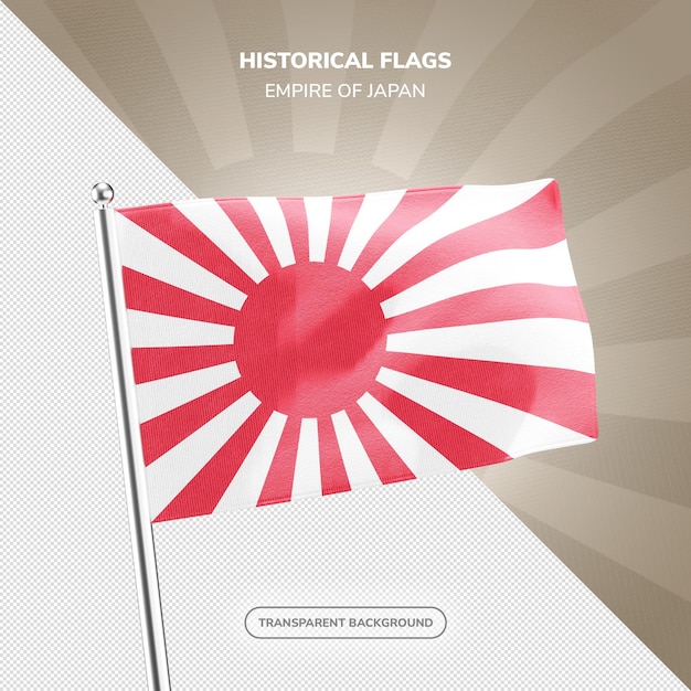 Bandera histórica del Imperio de Japón bandera realista en 3D