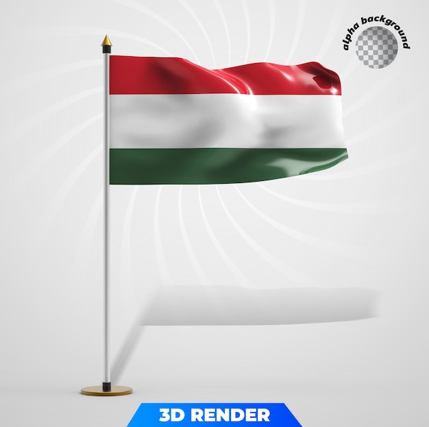 Bandera, de, hungría, 3d, interpretación