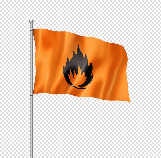 Bandera de icono inflamable aislado en blanco