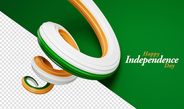 Bandera india cintas espiral ondulado banner 3d ilustración