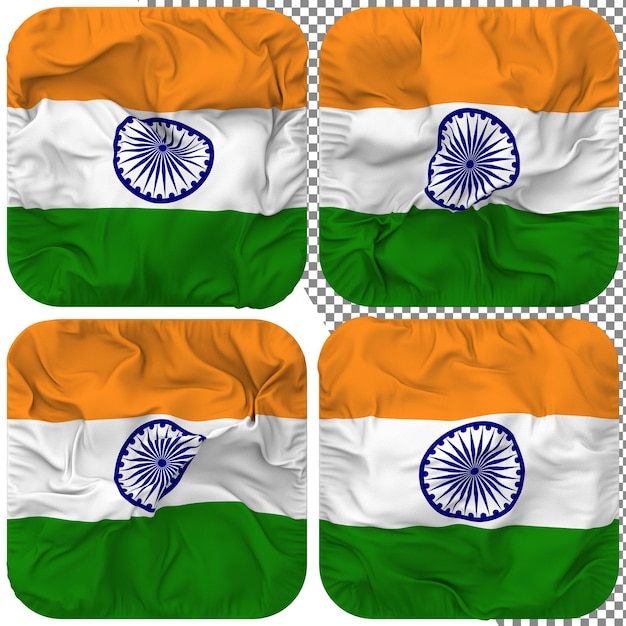 Bandera De La India Forma De Escudero Aislada Diferentes Estilos De Ondulación Textura De Protuberancia Representación 3D