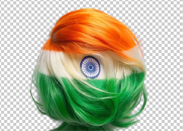 PSD la bandera de la india impresa en una peluca de cabello