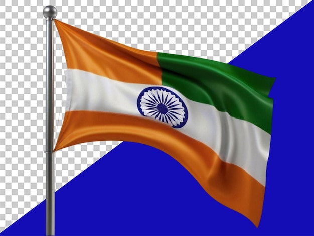 Bandera de la India pintada a mano sobre un fondo transparente