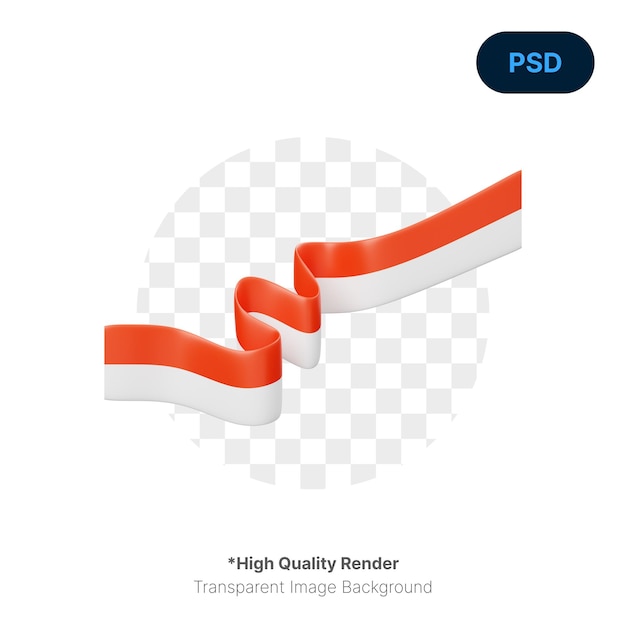PSD bandera de indonesia con cinta 3d icon premium para psd