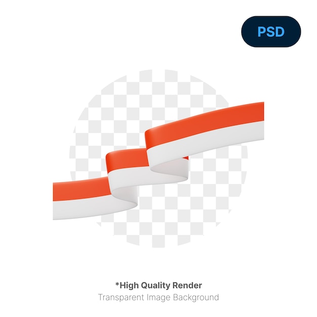 PSD bandera de indonesia con cinta 3d icon premium para psd