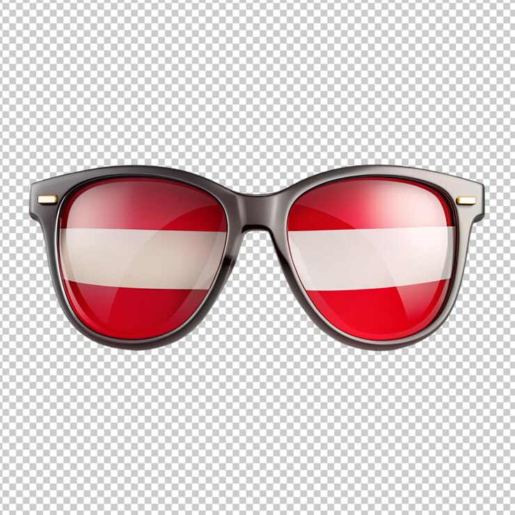 PSD bandera de indonesia impresa en gafas de sol sobre un fondo transparente