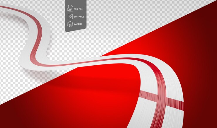 PSD bandera de inglaterra ondulada y brillante cinta de inglaterra aislada sobre un fondo rojo ilustración en 3d