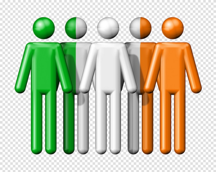 PSD bandera de irlanda en figuras humanas