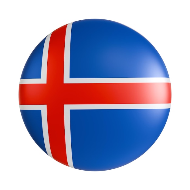 bandera de Islandia icono de círculo en 3d