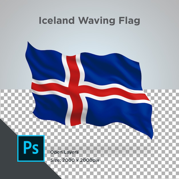 Bandera de islandia onda transparente psd