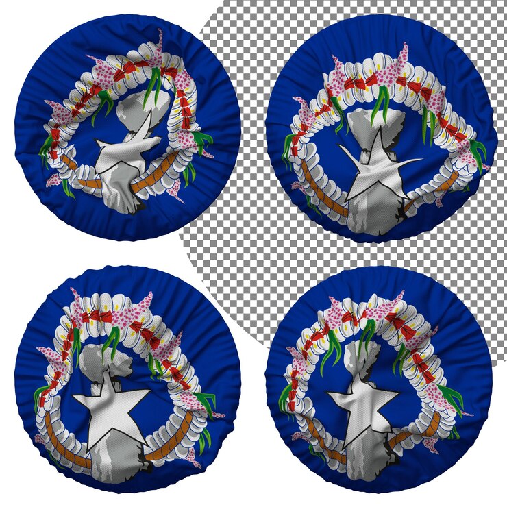 PSD bandera de las islas marianas del norte forma redonda aislada estilo de onda diferente textura de relieve representación 3d