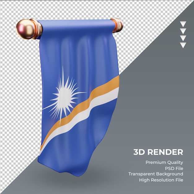 PSD bandera de las islas marshall banderín 3d renderizado vista derecha