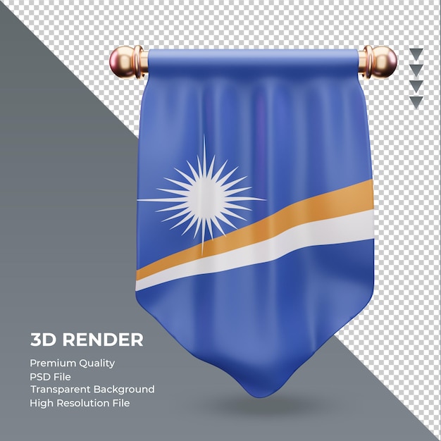 Bandera de las islas marshall banderín 3d renderizado vista frontal