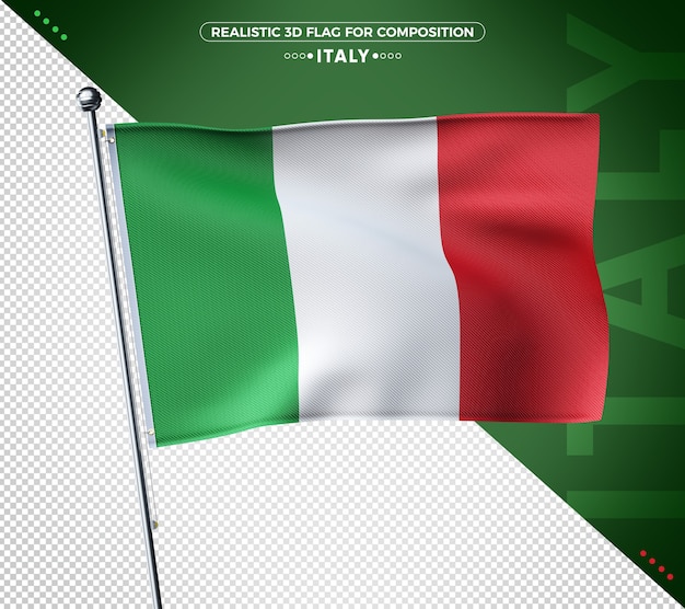 PSD bandera de italia con textura 3d para composición