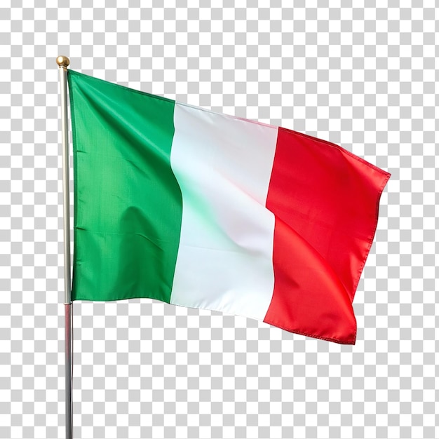 PSD una bandera italiana sobre un fondo transparente