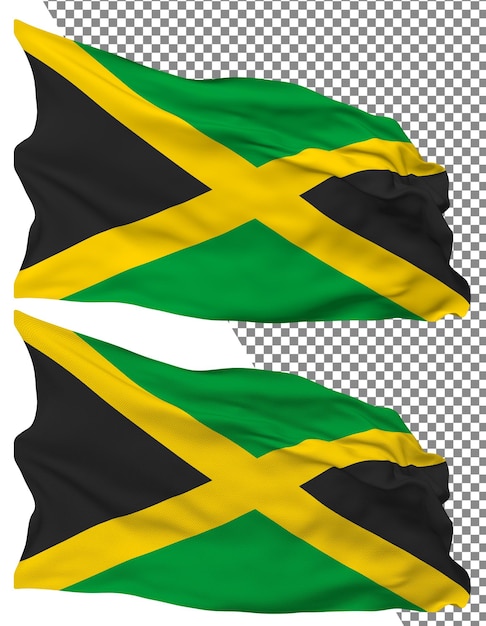 PSD la bandera de jamaica está aislada por una textura plana y transparente de fondo en 3d.