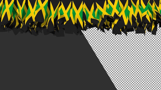Bandera de Jamaica diferentes formas de rayas de tela colgando de la representación 3D superior
