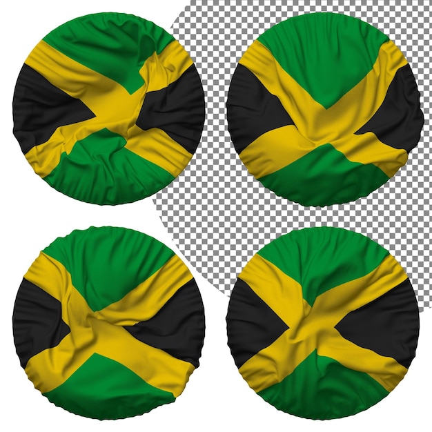 PSD bandera de jamaica forma redonda aislada diferentes estilos de ondulación textura de protuberancia representación 3d