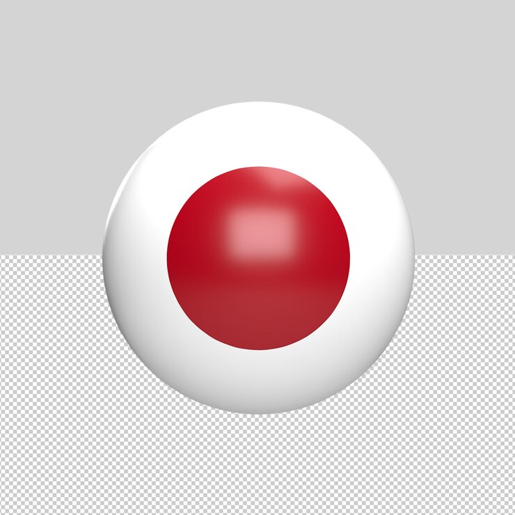 PSD bandera de japón en esfera 3d render