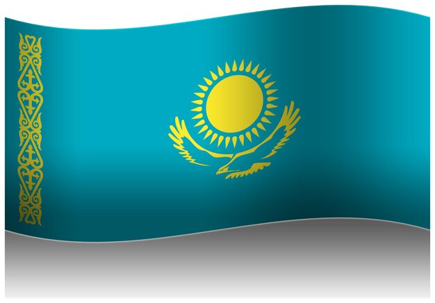 La bandera de Kazajstán en 3D