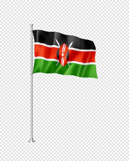 Bandera de Kenia aislado en blanco