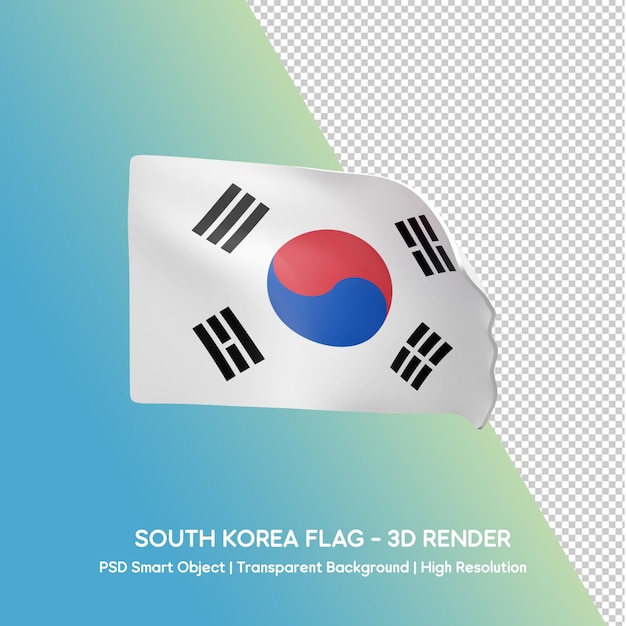 bandera de korea del sur diseño 3d un fondo azul y verde con una bandera y una imagen de una bandera